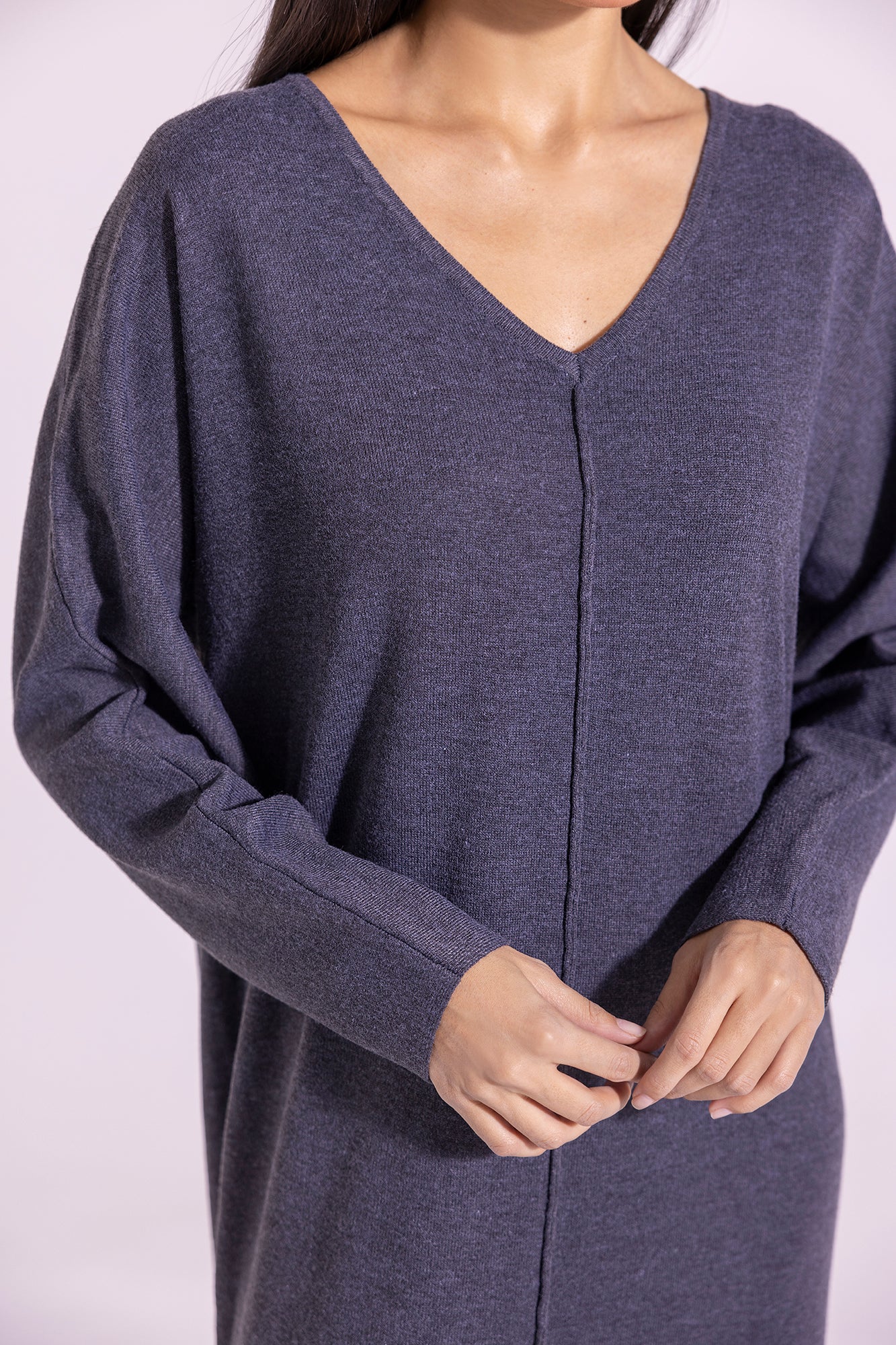 SOLID V-NECK DRESS (E1204/108/906) - Image 3